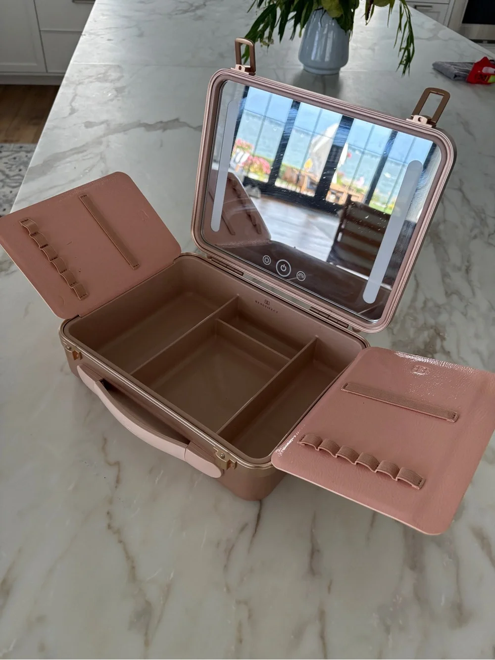 Beautifact Box Quilted Hard Case Makeup Organizer in Rose Gold